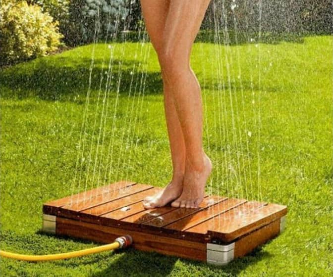 Lava Aire Italia Bellagio - Step-On Teak Wood Outdoor Shower