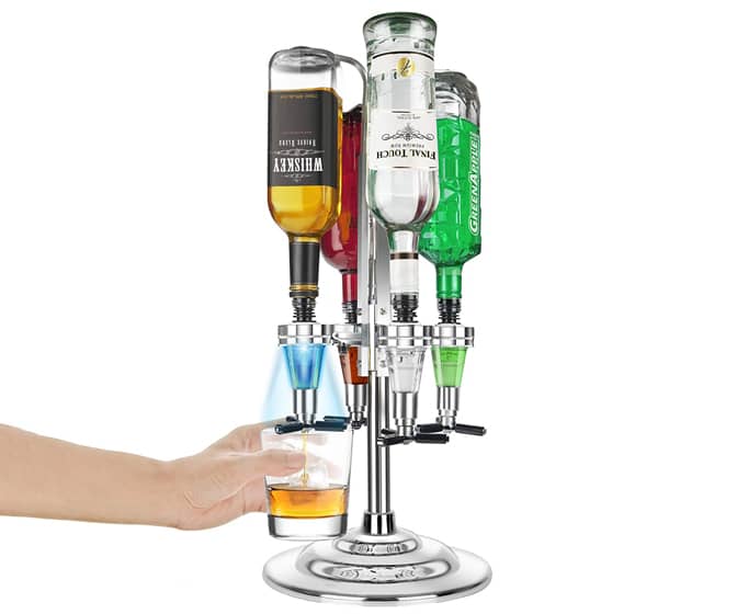 LED Illuminated 4 Bottle Rotating Liquor Dispenser