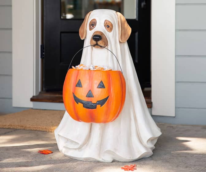 Life-Size Ghost Dog Halloween Candy Bowl