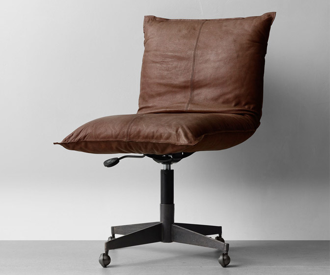 Luxurious Leather Pillow Desk Chair