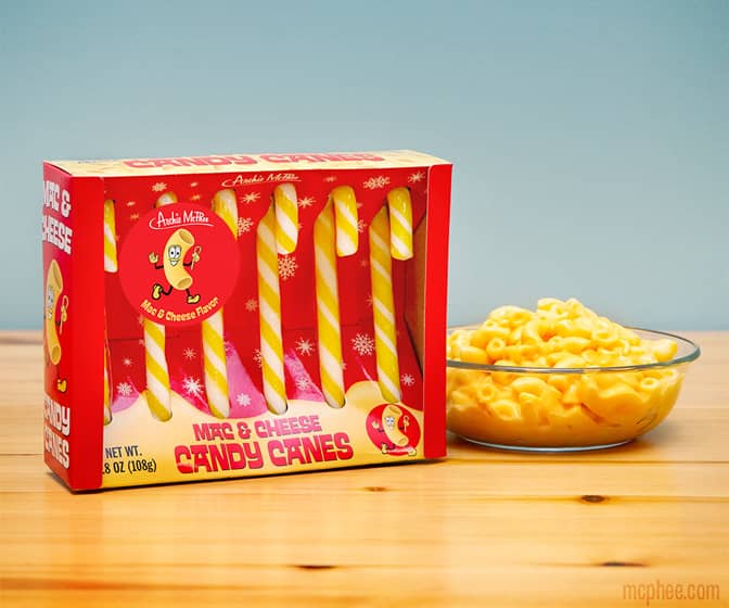 Mac and Cheese Candy Canes