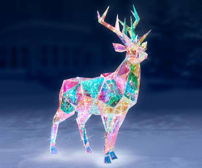 Majestic 5-ft Prismatic Iridescent Christmas Stag Statue