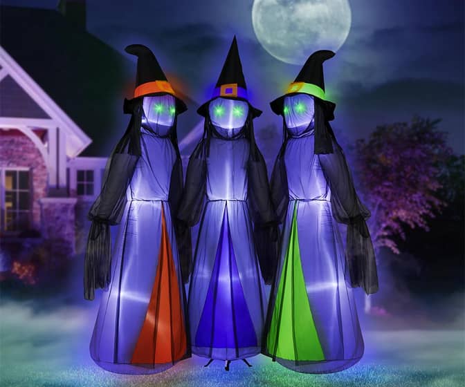 Massive 12 Foot Tall Trio of Inflatable Witches