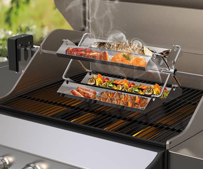 Onlyfire Stainless Steel Rotating Trays BBQ Rotisserie Basket