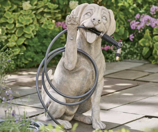 Outdoor Dog Statue Garden Hose Holder