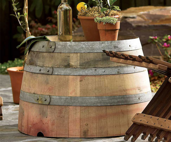 Outdoor Wine Barrel Table
