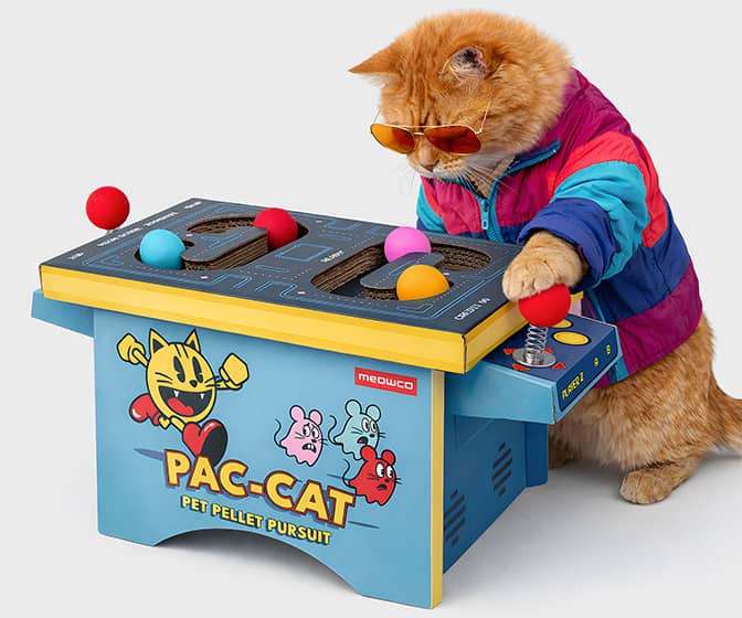 Pac-Cat - Cardboard Arcade Machine Toy for Cats