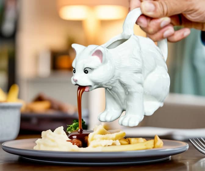 Puking Cat Gravy Boat / Sauce Pourer
