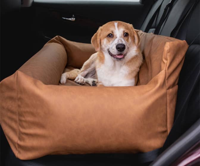 PupProtector - Faux Leather Memory Foam Dog Car Bed