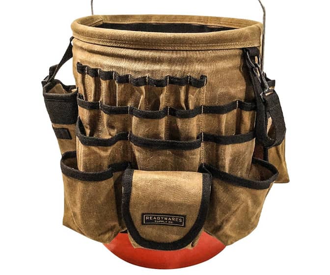 ReadyWares Waxed Canvas 5-Gallon Bucket Tool Organizer - 58 Pockets!