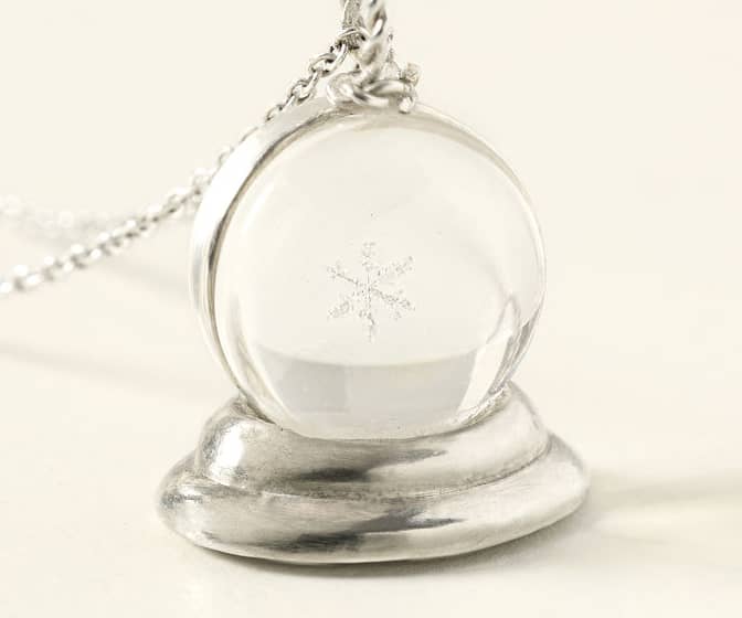 Real Snowflake Preserved in a Mini Snow Globe Necklace