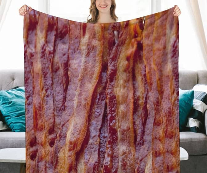 Realistic Bacon Strips Throw Blanket