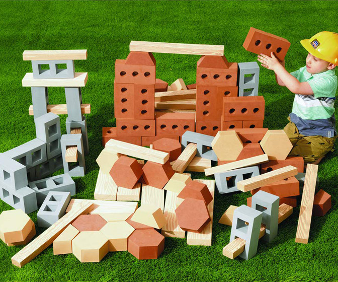 Realistic Jumbo Foam Construction Bricks, Blocks, Wood Planks, and Pavers