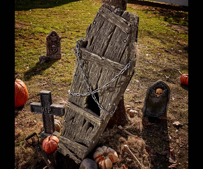 Realistic Life-Sized Foam Coffin Halloween Prop