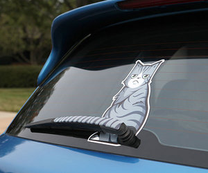 Rear Window Wiper Moving Cat Tail Decal