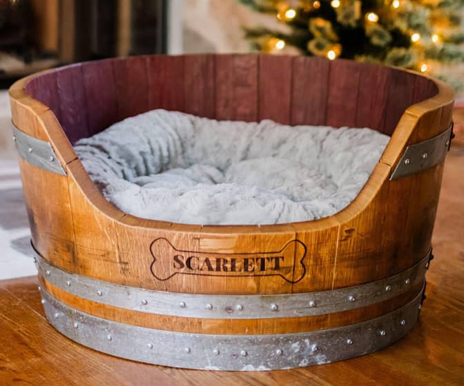 Reclaimed Wine Barrel Pet Bed