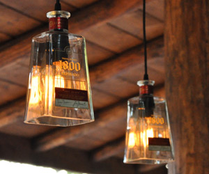 Recycled 1800 Tequila Bottle Pendant Lamps