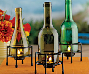 Recycled Wine Bottle Tealight Holders