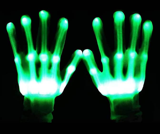 Skeletal LED Light Gloves - 12 Colors and 13 Color-Changing Modes