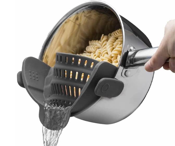 Snap N Strain - Adjustable Clip-On Strainer for Pots, Pans, and Bowls