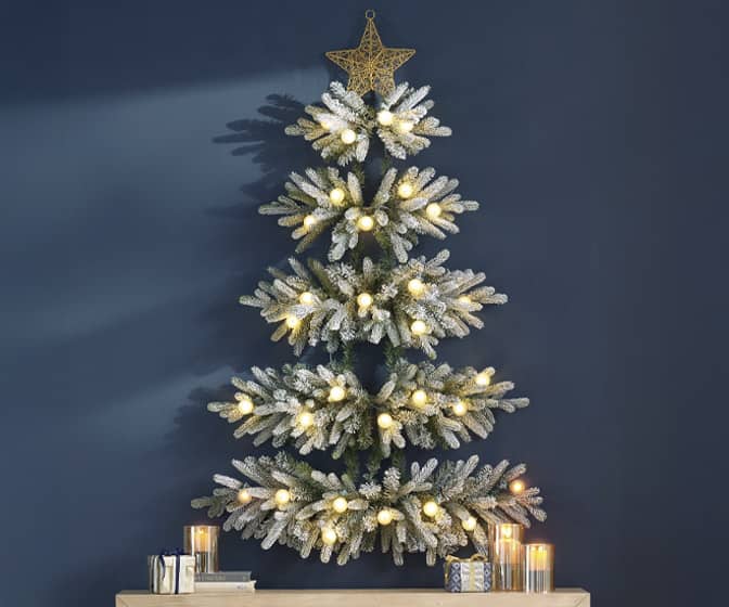 Space-Saving Pre-Lit Wall-Hanging Christmas Tree