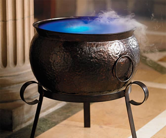 Spooky Fogging Metal Cauldron on Stand