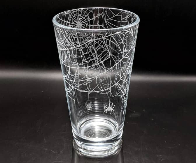 Spooky Spider Webs Engraved Pint Glass