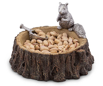 Squirrel on a Tree Stump Nut Bowl