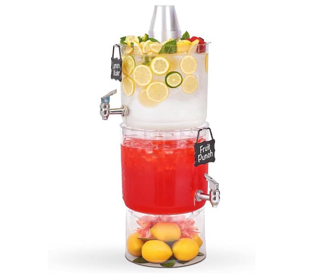 Stackable Double Drink Dispenser Tower With Party Top Lid