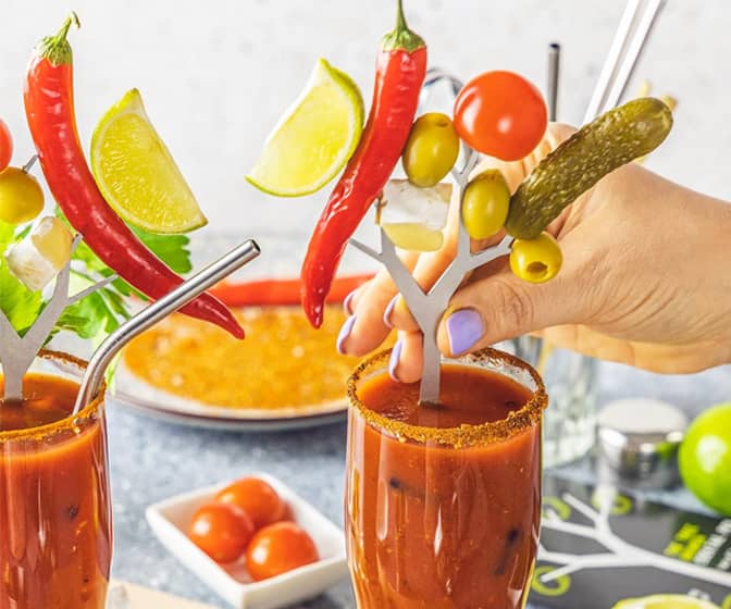 Stainless Steel Cocktail Pick Tree Branches - Create Epic Bloody Marys