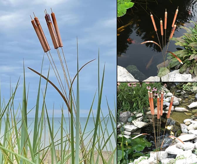 Swaying Copper Cattail Wind Chimes