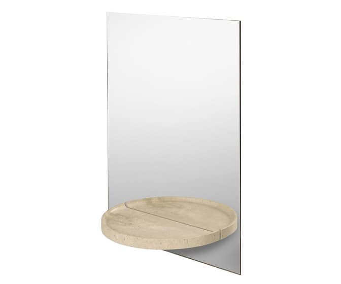 Symmetry Mirror with Travertine Optical Illusion Shelf