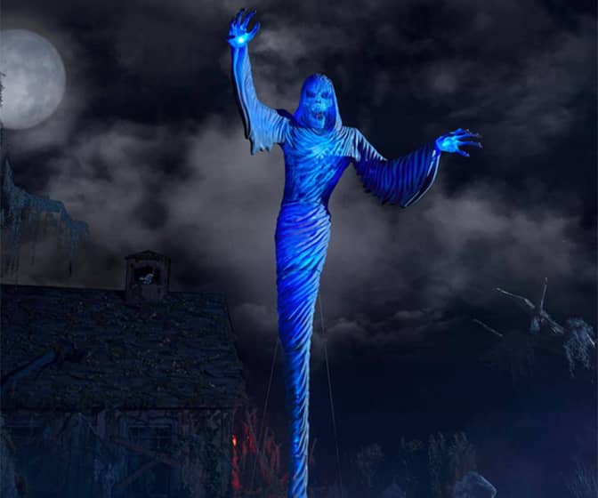Terrifying 12 Foot Tall LED-Illuminated Towering Ghost