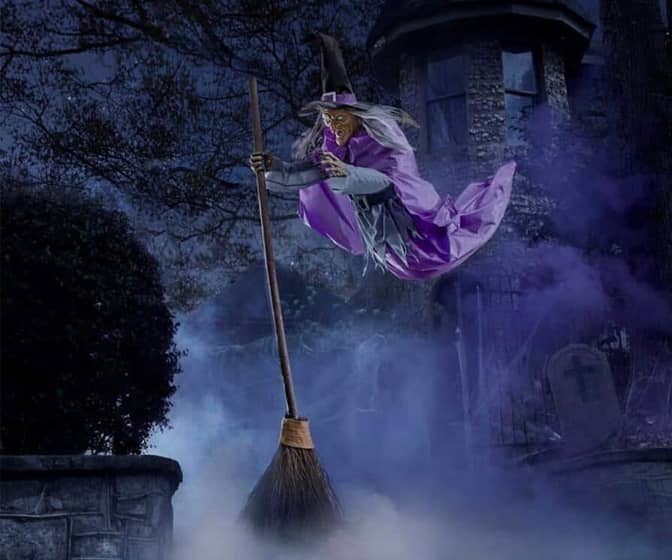 Terrifying 12 ft Animated Hovering Witch
