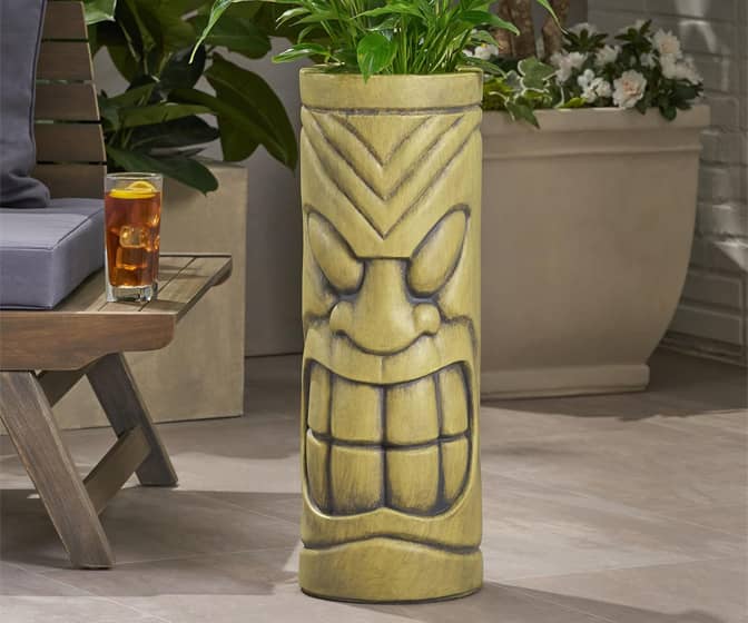 Tiki Totem Cast-Stone Concrete Planter