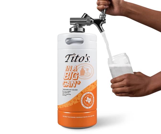 Tito's in a Big Can - Cocktail Dispensing Mini Keg