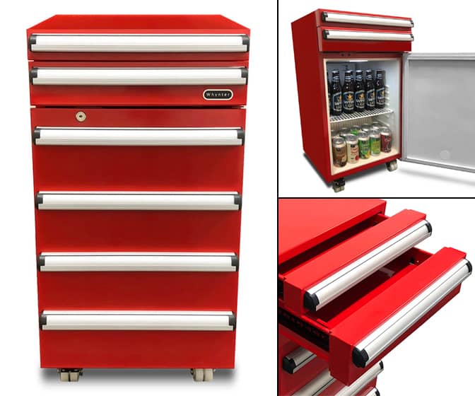 Toolbox Mini Fridge With Sliding Drawers for the Garage or Workshop