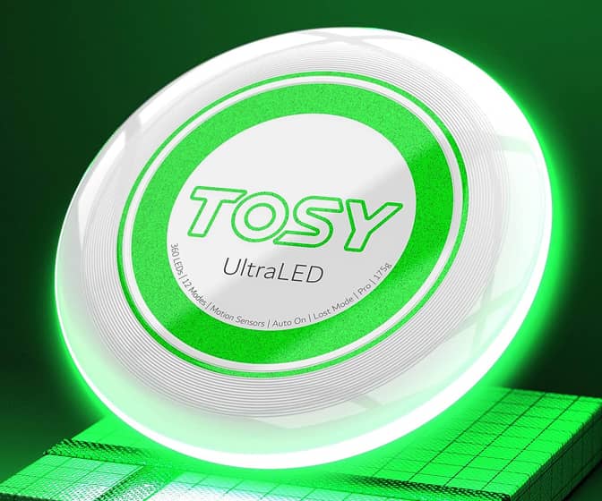 TOSY UltraLED Flying Disc - 360 Super Bright LEDs for Night Games