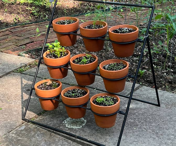 Vertical Planter Stand With 9 Terracotta Pots