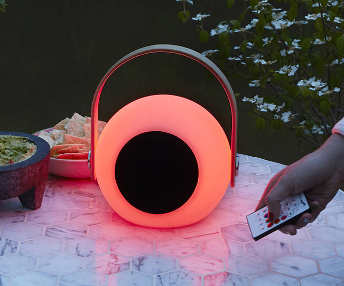 Color-Changing Outdoor Glowing Orb Floor Lamp