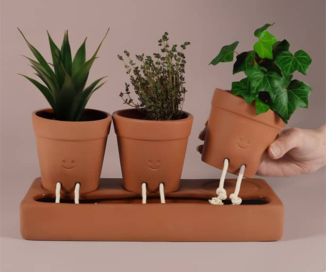 Whimsical Self-Watering Self-Care Planter Pot Trio