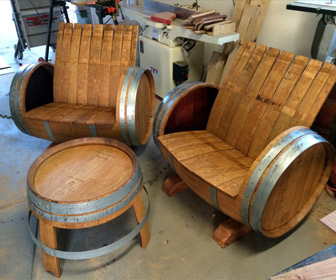 Wine Barrel Chairs and Table