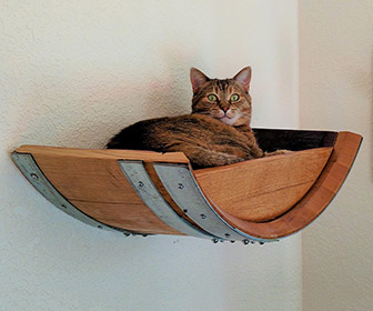 Wine Barrel Wall Hanging Cat Bed
