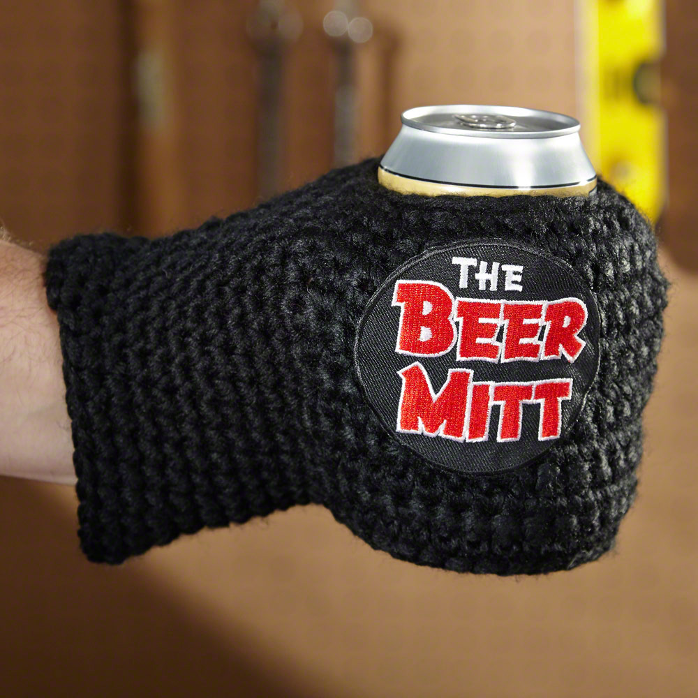 Beer Gloves Beer Mitt Winter Warm Knitted Gloves Beer Mitten Gloves Stretch Full Finger Gloves Knit Stitched Drink Mitt Holder Keeps Your Drink Cold and Your Hand Warm