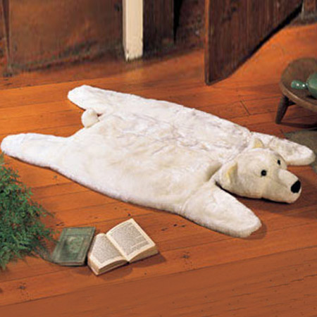 Polar Bear Rug The Green Head, Faux Polar Bear Rug With Head