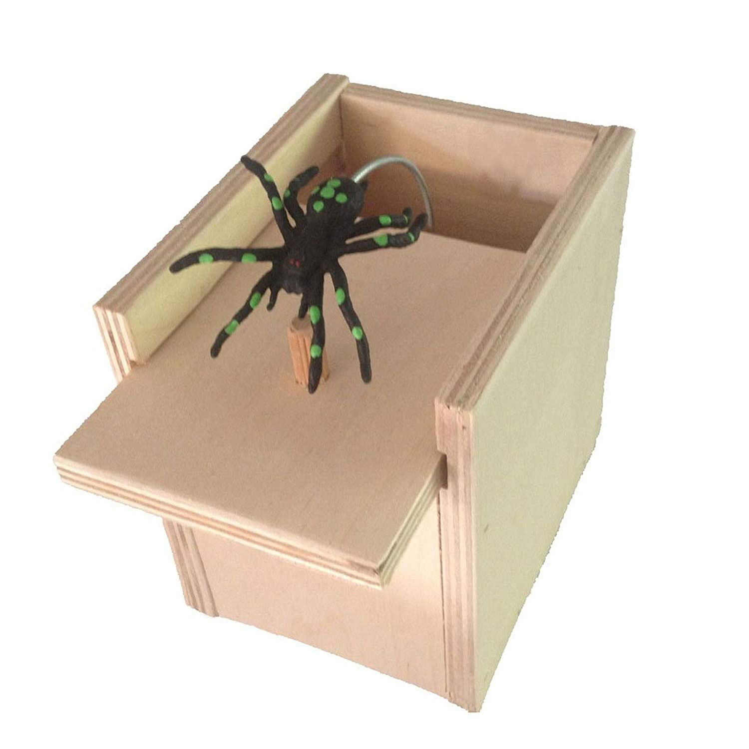Funny Scare Box Wooden Prank Spider Hidden in Case Joke Gag Toy Halloween Gif~GQ