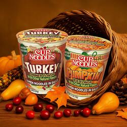 Cup Noodles Turkey Dinner and Pumpkin Pie Ramen Noodles