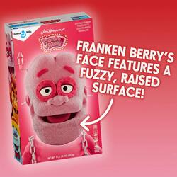 Franken Berry Monster Cereal - Limited-Edition Fuzzy Face Cereal Box