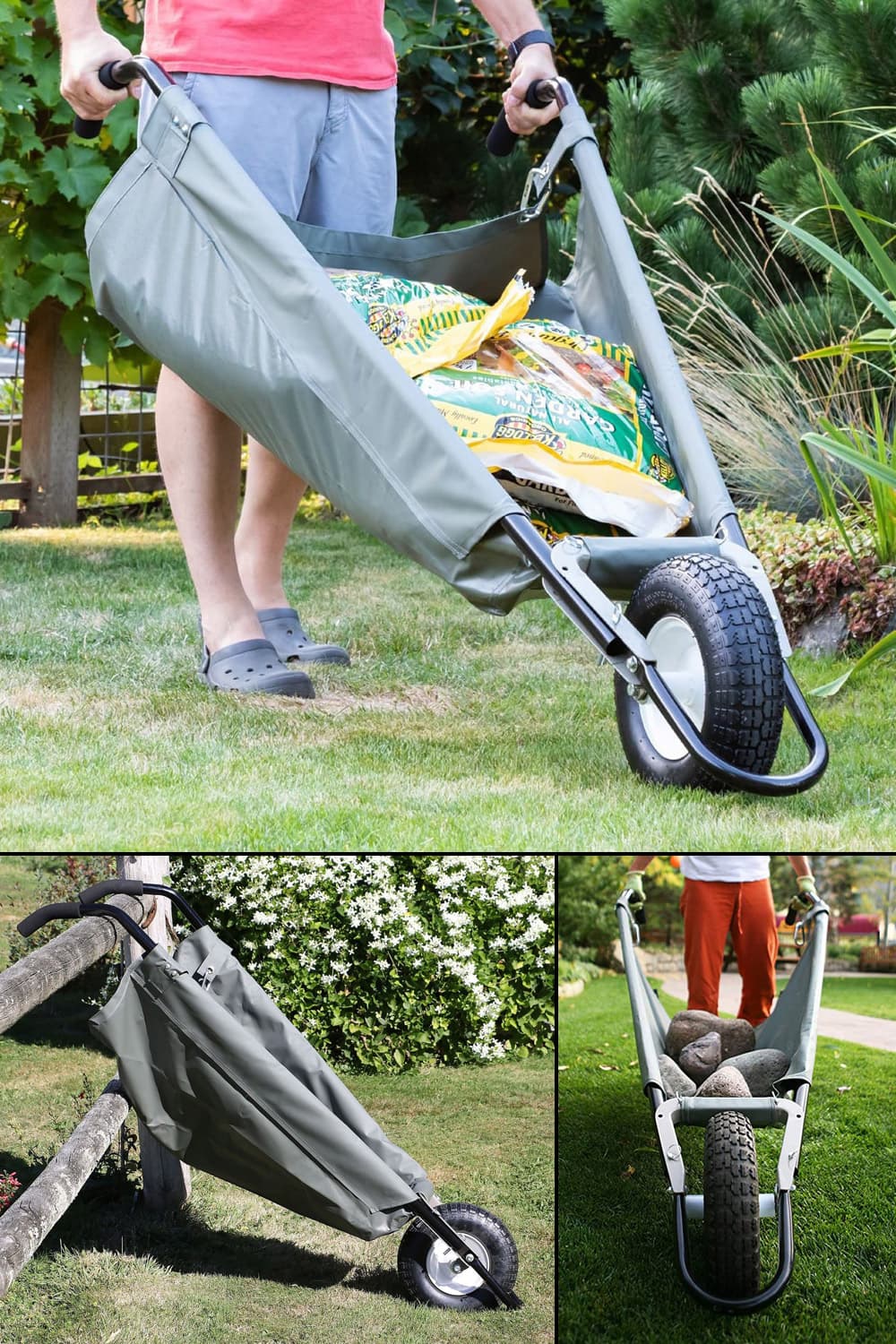 Allsop WheelEasy - Folding Yard Cart / Ground Load Wheelbarrow