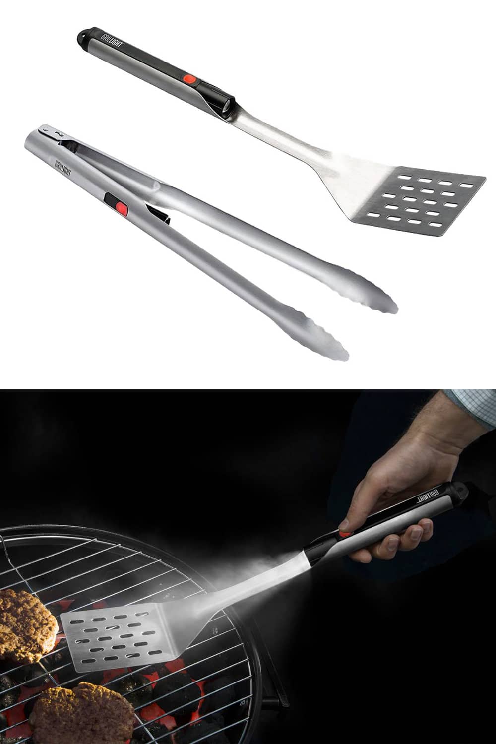 GRILLIGHT LED Light Spatula and Tong BBQ Grilling Tools